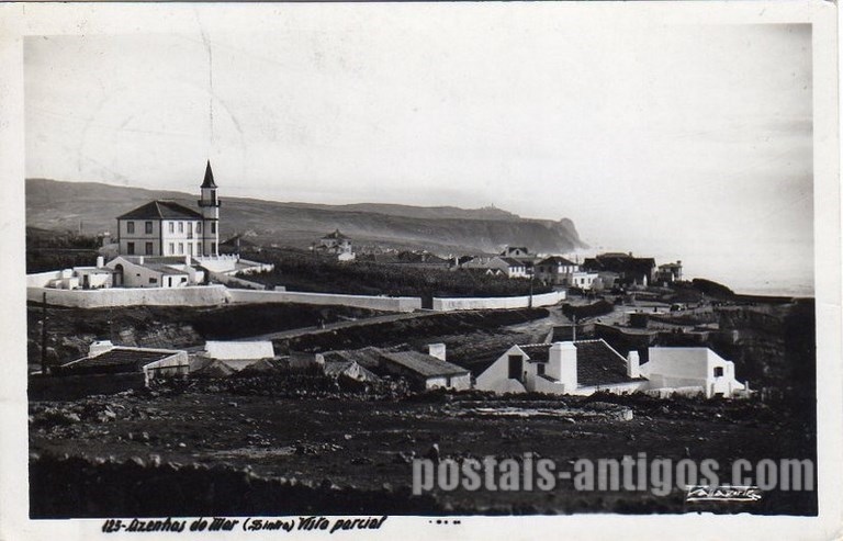 Bilhete postal ilustrado da Vista parcial de Azenhas do Mar (Sintra) | Portugal em postais antigos 