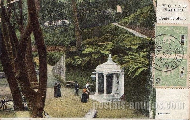 Bilhete postal ilustrado de Funchal, Fonte do Monte, Madeira | Portugal em postais antigos 