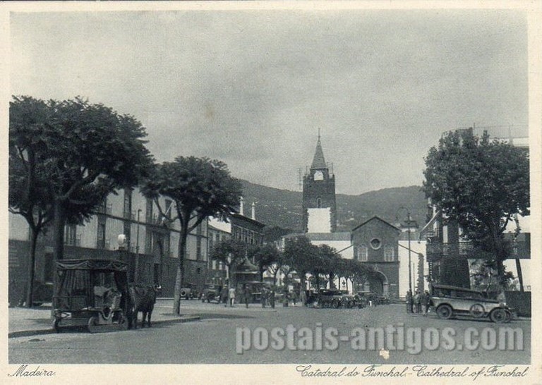 Bilhete postal ilustrado de Funchal, Madeira, Catedral | Portugal em postais antigos 