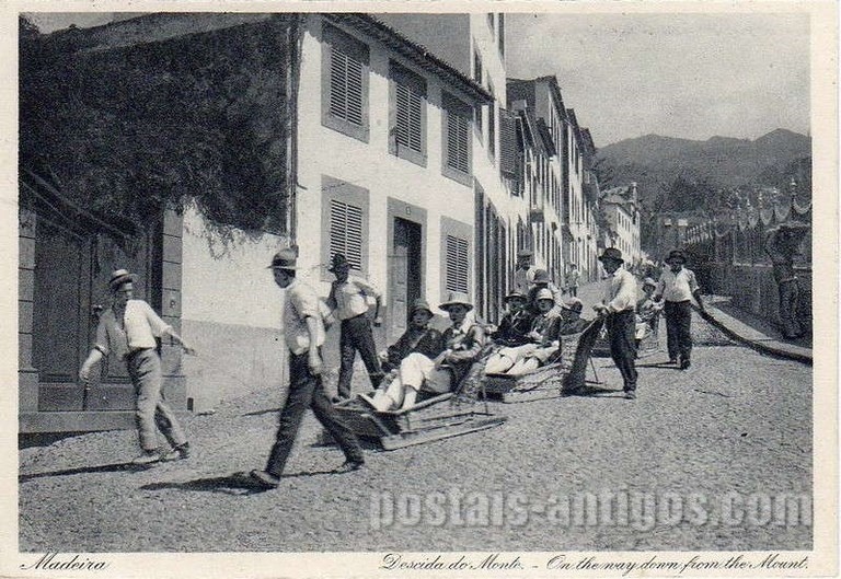 Bilhete postal ilustrado de Funchal, descida do Monte n°1, Madeira | Portugal em postais antigos 