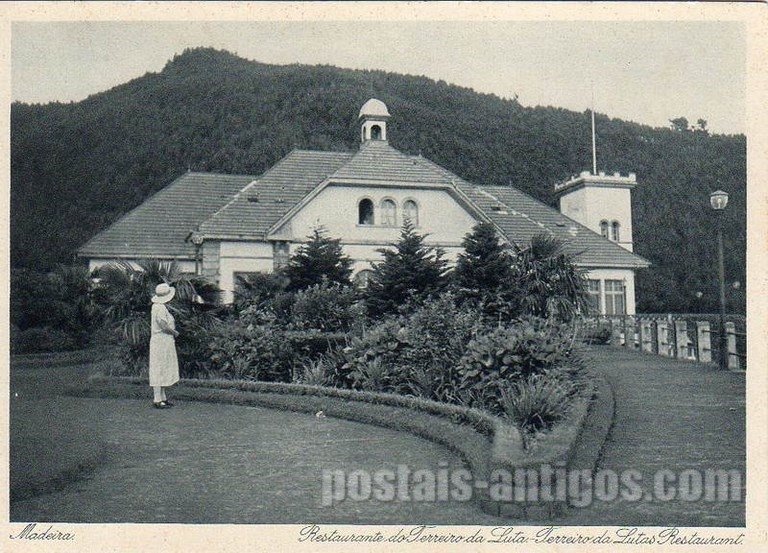 Bilhete postal ilustrado de Funchal, restaurante Terreiro da Luta, Madeira | Portugal em postais antigos 