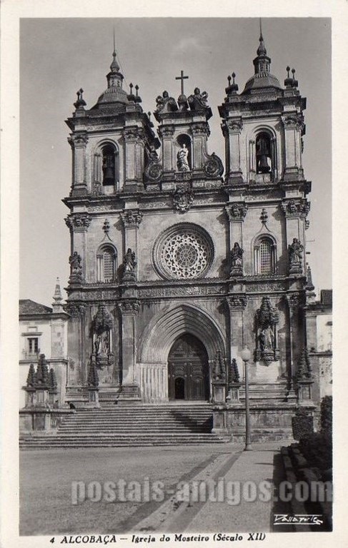 Bilhete postal de Alcobaça, Igreja do Mosteiro | Portugal em postais antigos