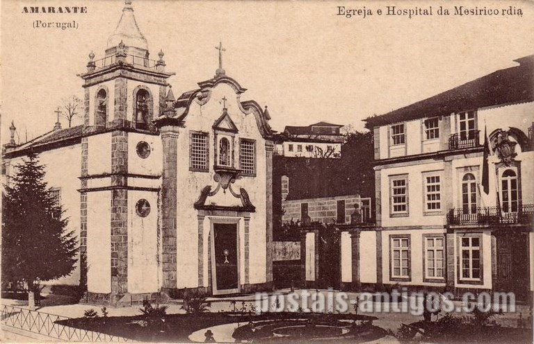 Bilhete postal ilustrado de Amarante: Igreja e hospital da Misericórdia | Portugal em postais antigos