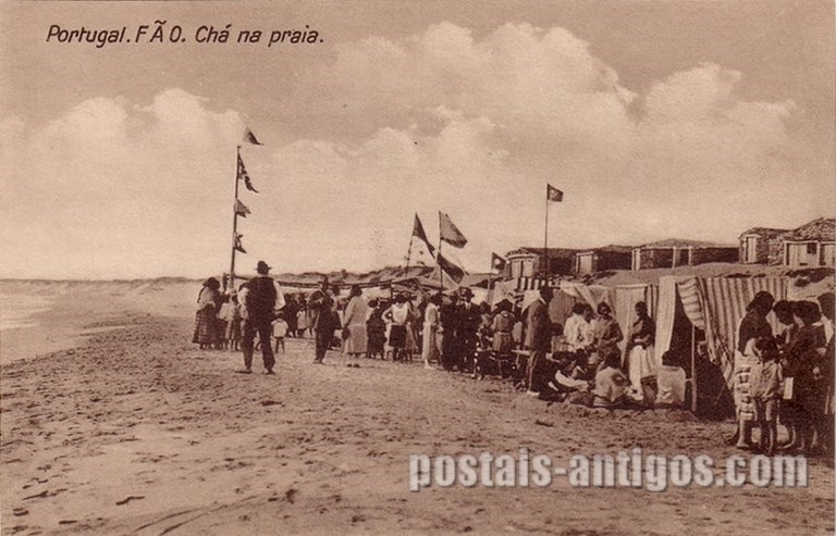 Bilhete postal ilustrado antigo de um Chá na pria, Fão | Portugal em postais-antigos.com