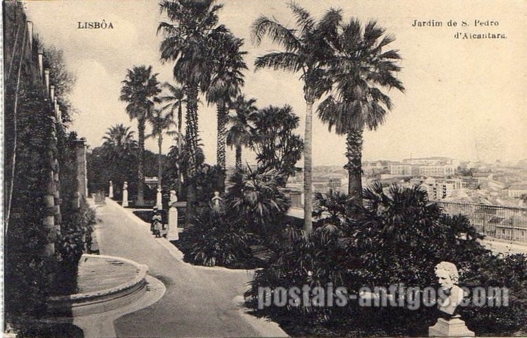Bilhete postal de Lisboa : Jardim São Pedro de Alcântara - 17  | Portugal em postais antigos