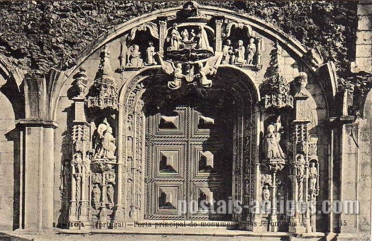 Bilhete postal de Lisboa, Portugal: Porta principal do monumento - Mosteiro dos Jerónimos.