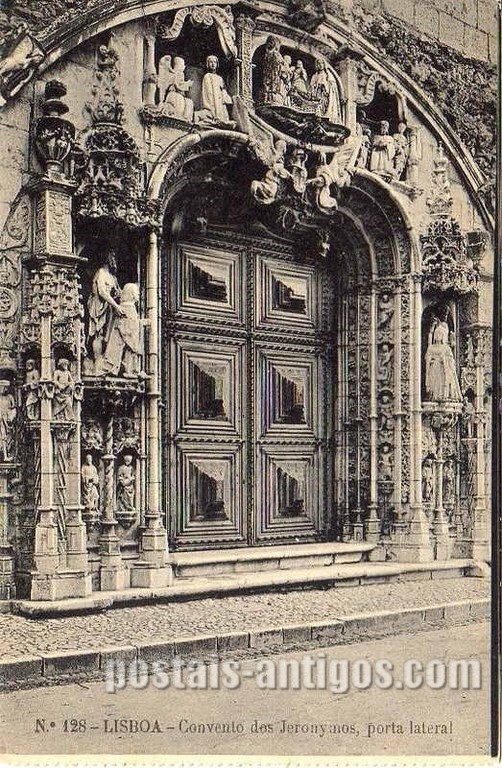 Bilhete postal de Lisboa, Portugal: Mosteiro dos Jerónimos - Portal principal da Igreja de Santa Maria de Belém.