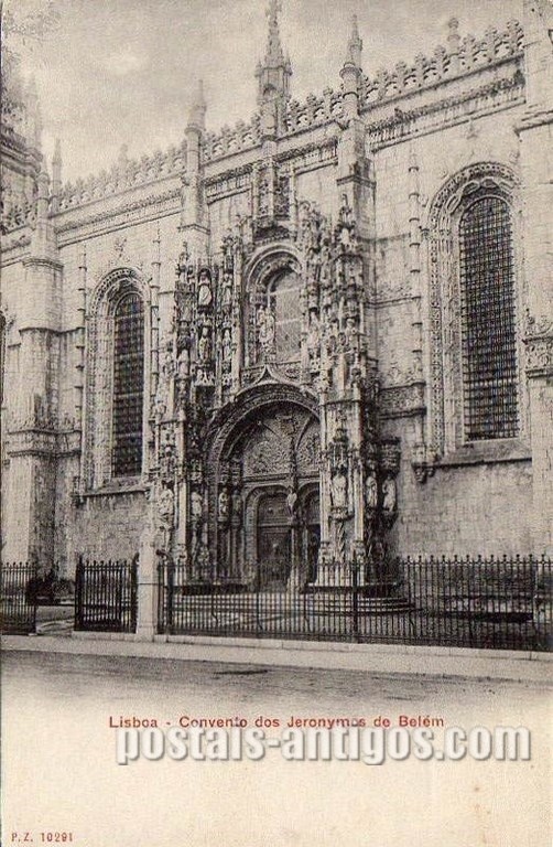 Bilhete postal de Lisboa, Portugal: Portal sul da Igreja Santa Maria de Belém - Mosteiro dos Jerónimos.