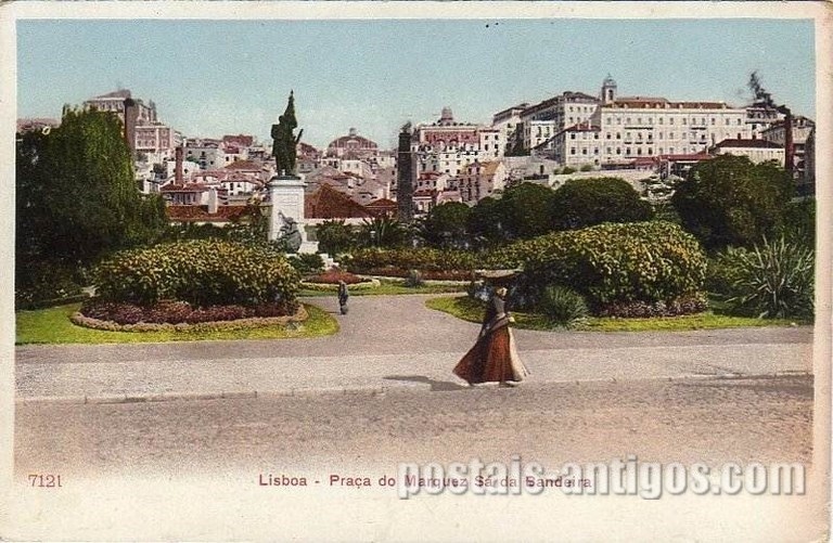 Bilhete postal de Lisboa: Praça Sá da Bandeira  | Portugal em postais antigos