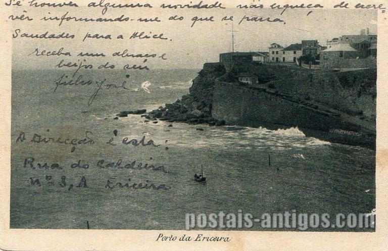 Bilhete postal ilustrado do Porto de Ericeira | Portugal em postais antigos 