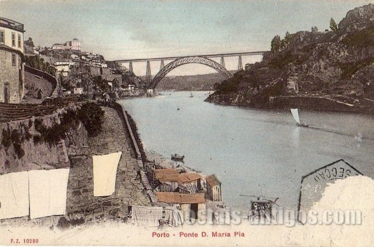 Postal antigo de Porto, Portugal: Ponte D. Maria Pia​ | Portugal em postais antigos