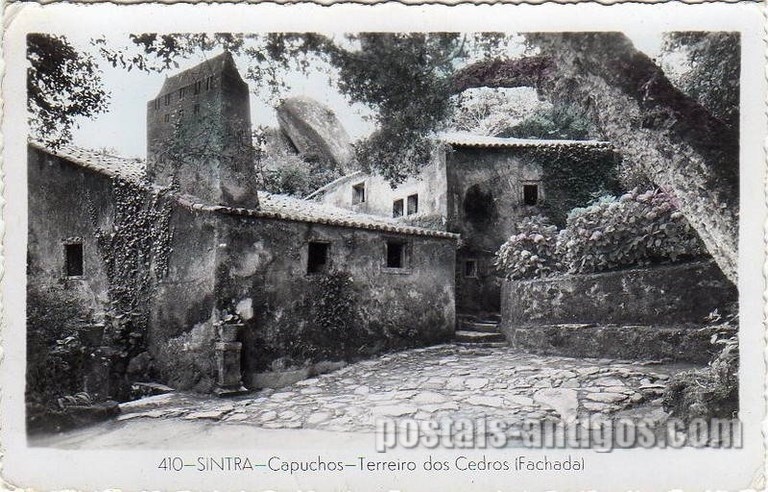 Bilhete postal ilustrado de Colares (Sintra), Convento dos Capuchos | Portugal em postais antigos 