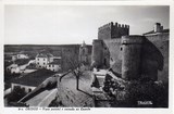 Bilhete postal de Óbidos, vista parcial e entrada do castelo | Portugal em postais antigos 