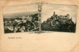 Bilhete postal ilustrado de Recordação de Sintra - Palácio da Pena e Palácio Nacional | Portugal em postais antigos 