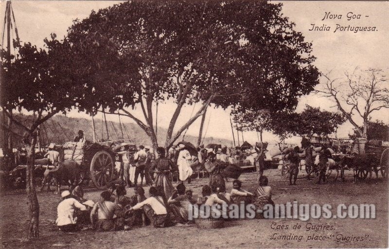 Bilhete postal do Cais de Gugires, Nova Goa, India Portuguesa | Portugal em postais antigos