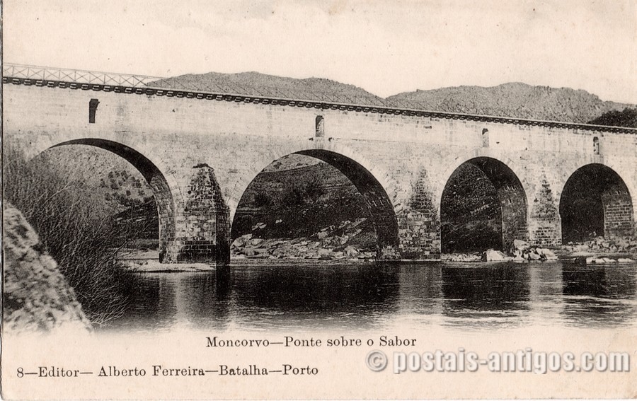 Bilhete postal ilustrado de Moncorvo - Ponte sobre o Sabor