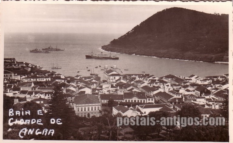 Bilhete postal da Baía e cidade de ​Angra do Heroísmo, Açores | Portugal em postais antigos