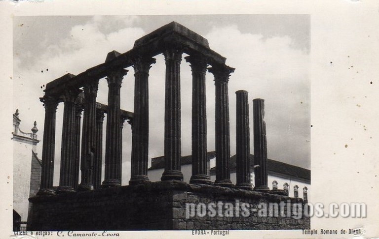 Bilhete postal do ​Templo Romano de Diana, Évora | Portugal em postais antigos