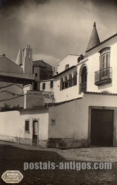 Bilhete postal da Casa Soure​, Évora | Portugal em postais antigos