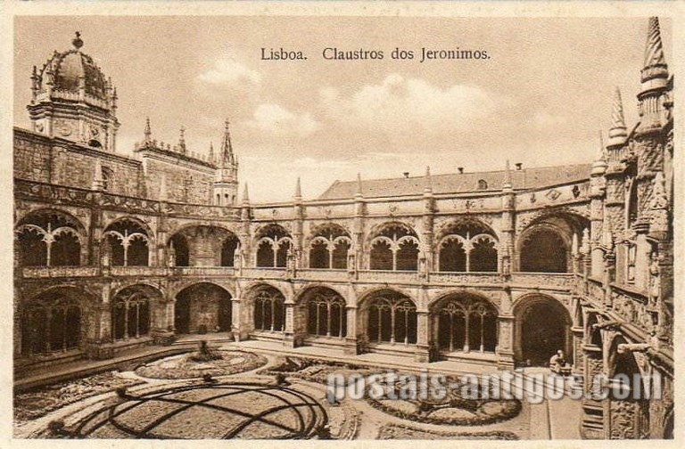 Bilhete postal de Lisboa, Portugal: Claustro exterior do Mosteiro dos Jerónimos. 7