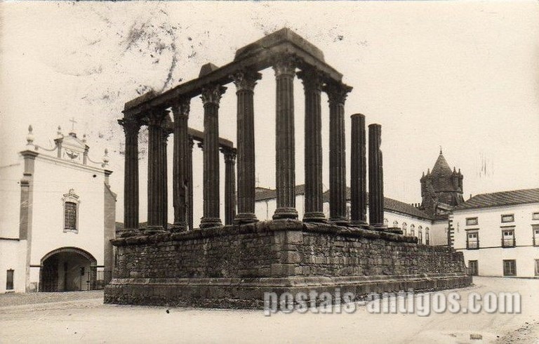 Bilhete postal do Templo Romano de Diana​, Évora | Portugal em postais antigos