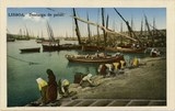Bilhete postal ilustrado de Lisboa, descarga de peixe | Portugal em postais antigos