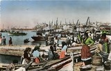 Bilhete postal ilustrado de Lisboa, descarga de peixe nos cais da Ribeira | Portugal em postais antigos