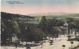 Bilhete postal ilustrado do Parque e Fonte (do Palace Hotel) - Vidago | Portugal em postais antigos 